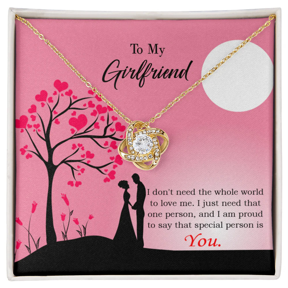 Girlfriend I Just Need You Infinity Knot Cz Necklace Gold Tone Standard Box